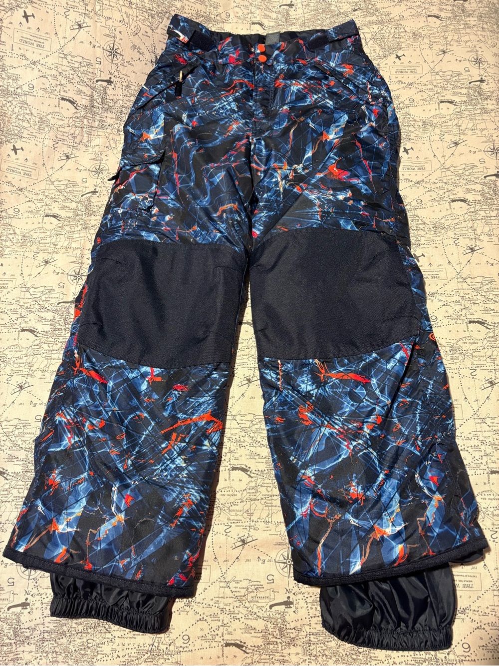 Champion Kids Navy Blue Abstract Print Snow Pants with Red Accents
